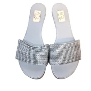 AGL Shelby Slide Sandal Flip Flop Thong Soft Leather Oslo Blue